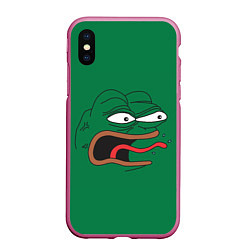 Чехол iPhone XS Max матовый Pepe skin, цвет: 3D-малиновый