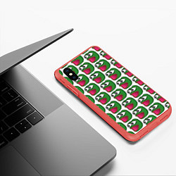 Чехол iPhone XS Max матовый Poggers Pattern, цвет: 3D-красный — фото 2