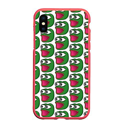 Чехол iPhone XS Max матовый Poggers Pattern, цвет: 3D-красный