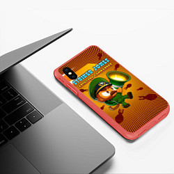 Чехол iPhone XS Max матовый BTD6 Striker Jones, цвет: 3D-красный — фото 2