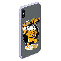 Чехол iPhone XS Max матовый BEER MAN, цвет: 3D-светло-сиреневый — фото 2