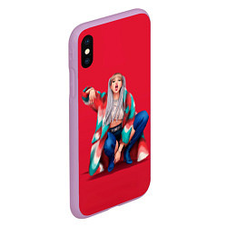 Чехол iPhone XS Max матовый Kill the love Lisa, цвет: 3D-сиреневый — фото 2