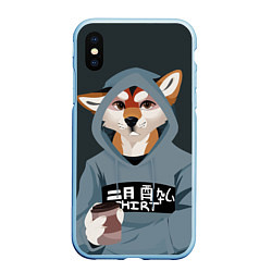 Чехол iPhone XS Max матовый Furry fox, цвет: 3D-голубой