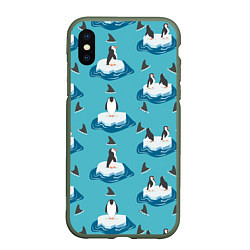 Чехол iPhone XS Max матовый Пингвины