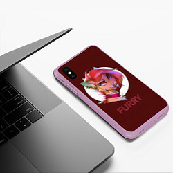 Чехол iPhone XS Max матовый Furry fox, цвет: 3D-сиреневый — фото 2