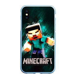 Чехол iPhone XS Max матовый MINECRAFT, цвет: 3D-голубой