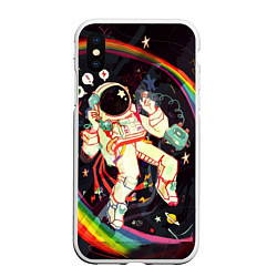 Чехол iPhone XS Max матовый Космонавт, цвет: 3D-белый