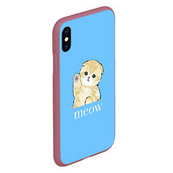 Чехол iPhone XS Max матовый Котёнок Meow машет лапкой, цвет: 3D-малиновый — фото 2