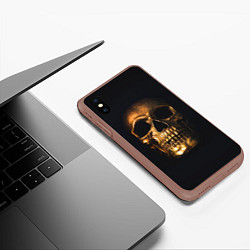 Чехол iPhone XS Max матовый Golden Skull, цвет: 3D-коричневый — фото 2