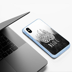 Чехол iPhone XS Max матовый ВЕЛЕС туманный лес, цвет: 3D-голубой — фото 2