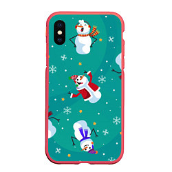 Чехол iPhone XS Max матовый РазНые Снеговики