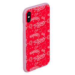 Чехол iPhone XS Max матовый Gears pattern, цвет: 3D-розовый — фото 2