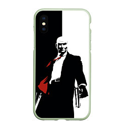 Чехол iPhone XS Max матовый Hitman BW, цвет: 3D-салатовый