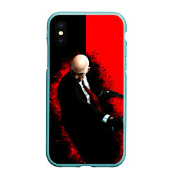 Чехол iPhone XS Max матовый Hitman splash, цвет: 3D-мятный