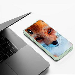 Чехол iPhone XS Max матовый Мордочка лисы, цвет: 3D-салатовый — фото 2