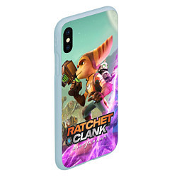 Чехол iPhone XS Max матовый Ratchet & Clank: Rift Apart, цвет: 3D-голубой — фото 2