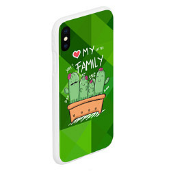 Чехол iPhone XS Max матовый Милая семья кактусов, цвет: 3D-белый — фото 2