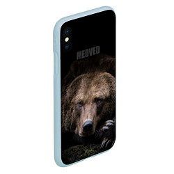 Чехол iPhone XS Max матовый Русский MEDVED, цвет: 3D-голубой — фото 2