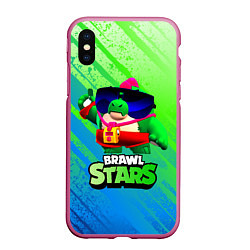 Чехол iPhone XS Max матовый Базз Buzz Brawl Stars, цвет: 3D-малиновый