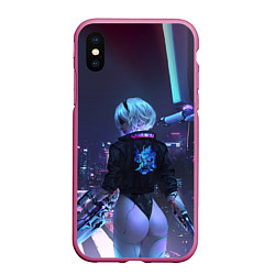 Чехол iPhone XS Max матовый Nier X Cyberpunk, цвет: 3D-малиновый