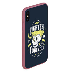 Чехол iPhone XS Max матовый Fighter forever, цвет: 3D-малиновый — фото 2