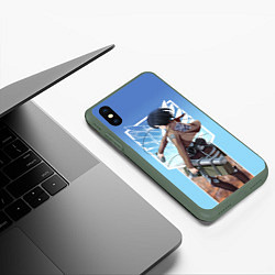 Чехол iPhone XS Max матовый Атака Титанов Микаса Аккерман, цвет: 3D-темно-зеленый — фото 2