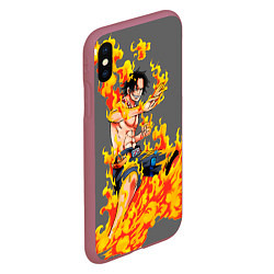 Чехол iPhone XS Max матовый Портгас Д Эйс из One Piece, цвет: 3D-малиновый — фото 2