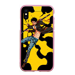 Чехол iPhone XS Max матовый Трафальгар Ло из One Piece, цвет: 3D-розовый