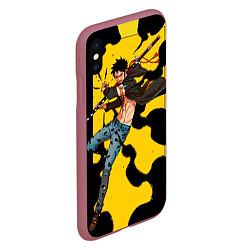 Чехол iPhone XS Max матовый Трафальгар Ло из One Piece, цвет: 3D-малиновый — фото 2