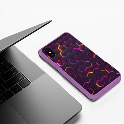 Чехол iPhone XS Max матовый НЕОН СОТЫ 3D, цвет: 3D-фиолетовый — фото 2