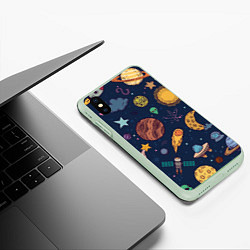 Чехол iPhone XS Max матовый Космический мир, цвет: 3D-салатовый — фото 2