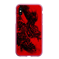 Чехол iPhone XS Max матовый BERSERK БЕРСЕРК, цвет: 3D-малиновый