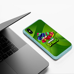 Чехол iPhone XS Max матовый Базз Buzz Brawl Stars Green, цвет: 3D-мятный — фото 2