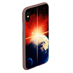 Чехол iPhone XS Max матовый Космос земля 3D, цвет: 3D-коричневый — фото 2