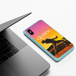 Чехол iPhone XS Max матовый Queen Freddie Mercury Z, цвет: 3D-мятный — фото 2