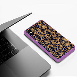 Чехол iPhone XS Max матовый Versace классические узоры, цвет: 3D-фиолетовый — фото 2