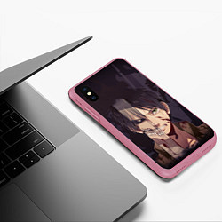 Чехол iPhone XS Max матовый Атака титанов, цвет: 3D-малиновый — фото 2