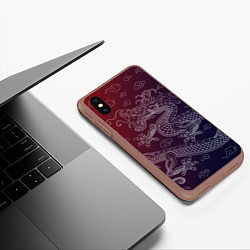 Чехол iPhone XS Max матовый Традиционный китайский дракон, цвет: 3D-коричневый — фото 2