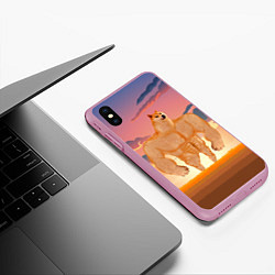 Чехол iPhone XS Max матовый Мем собака качок DOGE, цвет: 3D-розовый — фото 2