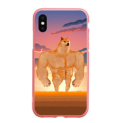 Чехол iPhone XS Max матовый Мем собака качок DOGE, цвет: 3D-баблгам