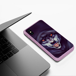 Чехол iPhone XS Max матовый СЕРЫЙ ВОЛК 3D, цвет: 3D-сиреневый — фото 2