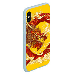 Чехол iPhone XS Max матовый Китайский Дракон, China Dragon, цвет: 3D-голубой — фото 2