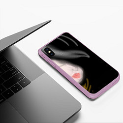 Чехол iPhone XS Max матовый Лицо девушки Нуар, цвет: 3D-сиреневый — фото 2