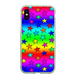 Чехол iPhone XS Max матовый Радужные звезды