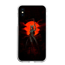 Чехол iPhone XS Max матовый Blood moon, цвет: 3D-белый