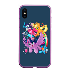 Чехол iPhone XS Max матовый Пони тим, цвет: 3D-фиолетовый