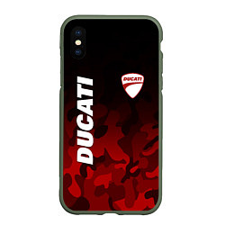 Чехол iPhone XS Max матовый DUCATI ДУКАТИ КАМУФЛЯЖ, цвет: 3D-темно-зеленый