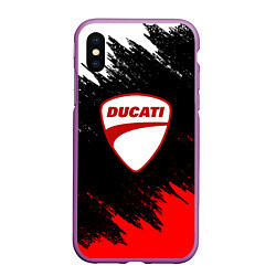 Чехол iPhone XS Max матовый DUCATI ДУКАТИ БРЫЗГИ, цвет: 3D-фиолетовый