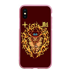 Чехол iPhone XS Max матовый One Piece Портгас Д Эйс в огне