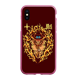 Чехол iPhone XS Max матовый One Piece Портгас Д Эйс в огне